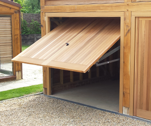 Timber up and over garage door installation by The Garage Door Centre